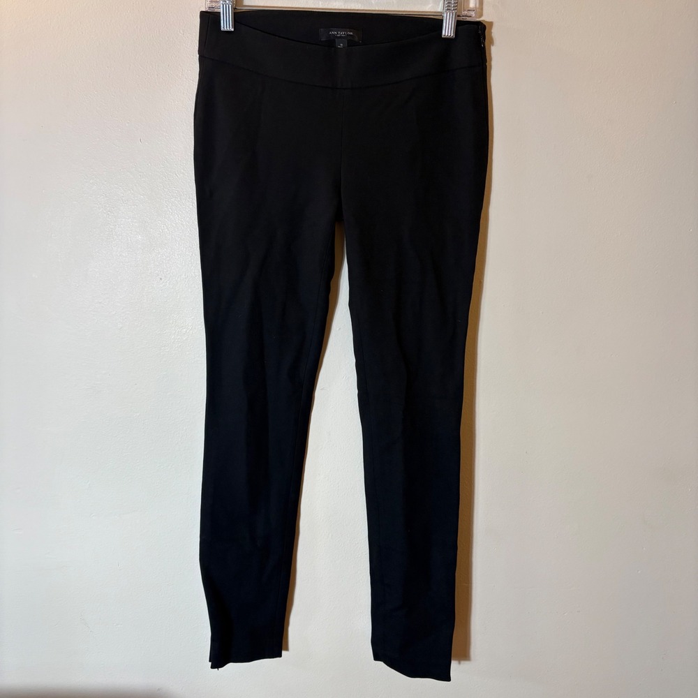 Ann Taylor Black Side Zip Skinny Ponte Knit Pants Size 0